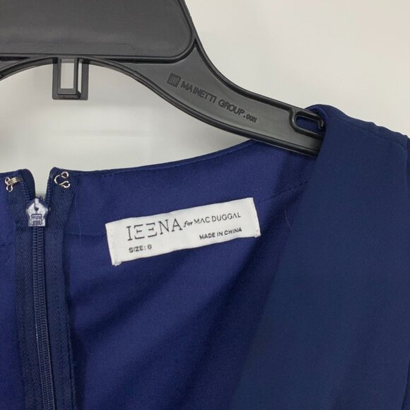 Mac Duggal Dress 55311 IEENA Maxi Gown Long Sleeve Blue Tiered - Picture 4 of 16